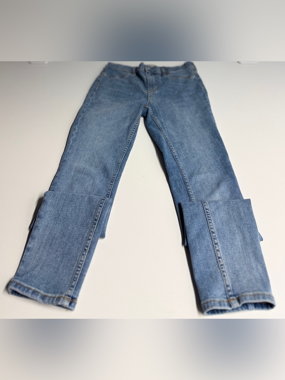 Free People Light Blue Skinny Jeans with Cuff Detail